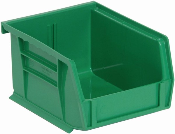 Quantum Storage Systems Bin, stacking or hanging, 4-1/8"W x 5-3/8"D x 3"H, polypropylene, green, QUS210GN