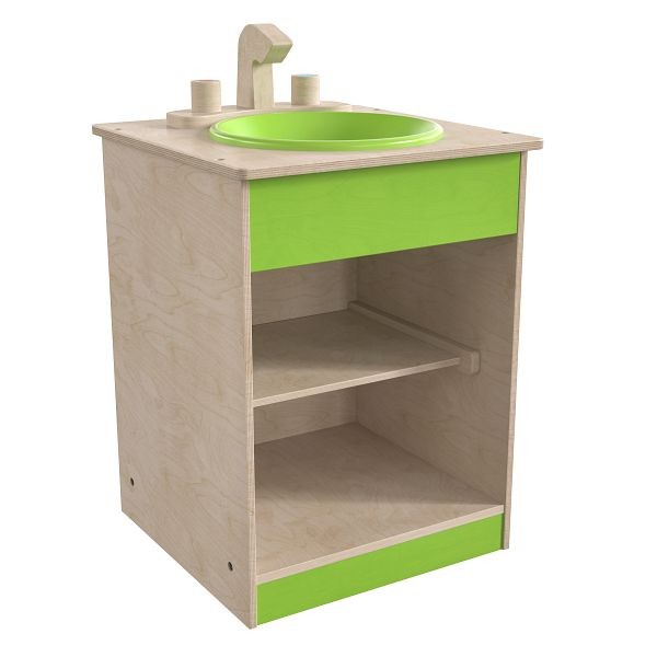 Flash Furniture Bright Beginnings Commercial Grade Wooden Children's Kitchen Sink with Integrated Storage, MK-ME03515-GG