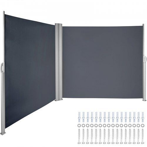 VEVOR Retractable Side Awning Patio Screen Retractable Fence 71x236inch Privacy Screen, Gray, ZYPF180X600CMGY01V0