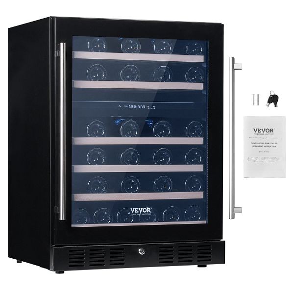 VEVOR Wine Cooler, 46 Bottles Under Counter Built-in or Freestanding Wine Refrigerator, SYHJJPQRSSQ464CSEV1