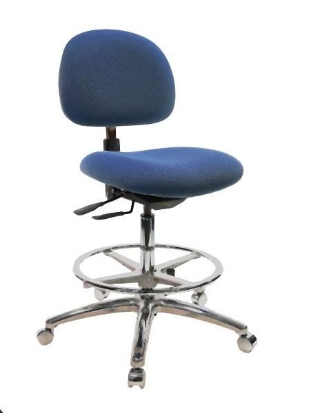 GK Chairs ESD Task Bench Height 3 Series Chair, Blue ESD Fabric without Arms, E380AT-AA-F851-A28P-R20-07B-P