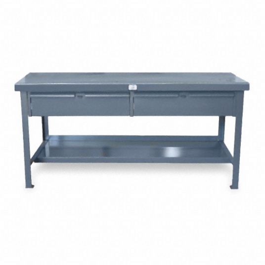 Strong Hold Workbench, Steel, 30 in Depth, 34 in Height, 48 in Width, 5,500 lb Load Capacity, T4830-2DB