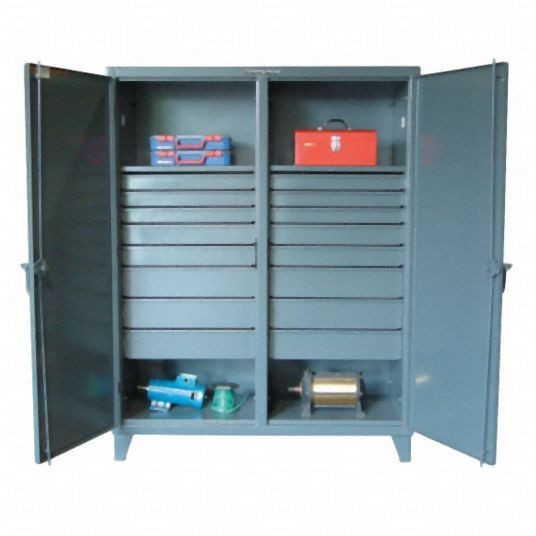 Strong Hold Heavy Duty Storage Cabinet, Dark Gray, 78 in H X 72 in W X 24 in D, Assembled, 2 Cabinet Shelves, 66-DS-242-16DB