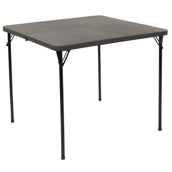 Flash Furniture Dunham 2.83-Foot Square Bi-Fold Dark Gray Plastic Folding Table with Carrying Handle, DAD-LF-86-DG-GG