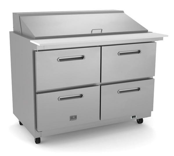Kelvinator Commercial 4-drawer mega top preparation table, 48'', R290 refrigerant gas, +33/+41°F, stainless steel, 738287