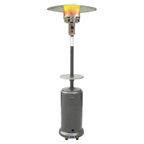 SUNHEAT Classic Umbrella Design Commercial Portable Propane Patio Heater with Drink Table - Hammered Silver, 9910001