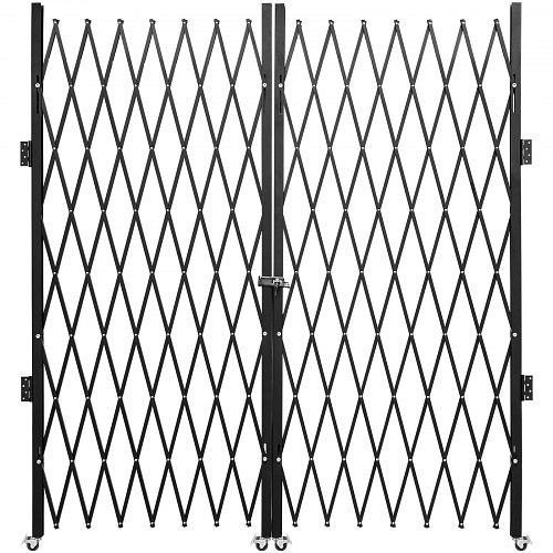 VEVOR Double Folding Security Gate, 6-1/2'H x 12' W Folding Door Gate, Steel Accordion Security Gate, Flexible Expanding Security Gate, SSFDMSM2X3.66M001V0
