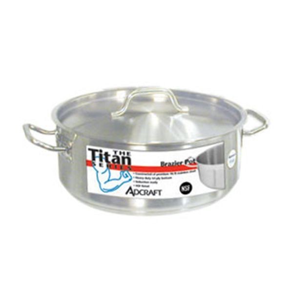 Adcraft Titan Induction Brazier Pot with Cover 25 quart, BRSS-25