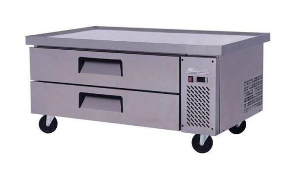 Migali 52″ Wide Refrigerated Chef Base with 60″ extended top, 60.5"x32"x26.6" (WxDxH), 134A, C-CB52-60-HC