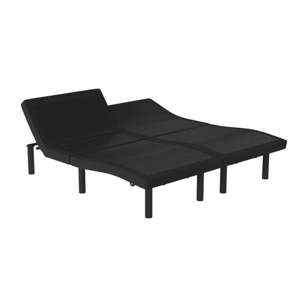 Flash Furniture Selene Adjustable Upholstered Bed Base with Wireless Remote, Independent Head/Foot Incline - Split King - Black, AL-DM0201-SPK-GG