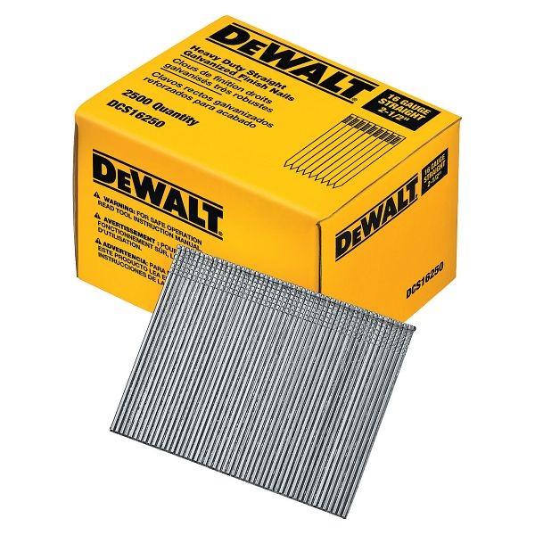 DeWalt 2-1/2" Straight 16 Gauge Finishing Nails (2.500 Pack), DCS16250