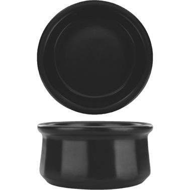 International Tableware Bakeware Stoneware Coal Black Paneled Soup Crock (12oz), Black, Quantity: 12 pieces, SC-12-BC
