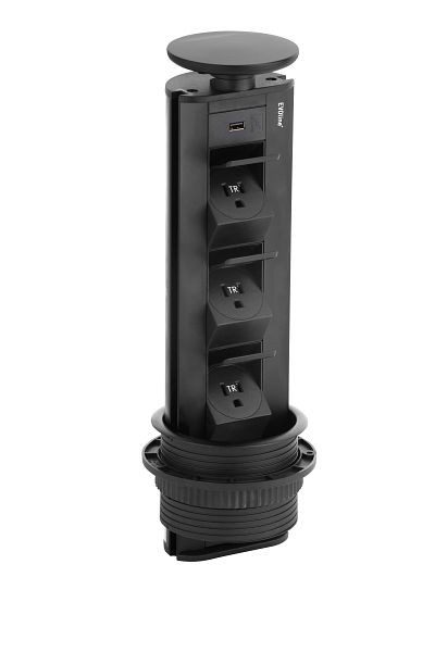 EVOline Port 1232 USB Black Kitchen Power Outlet, 145
