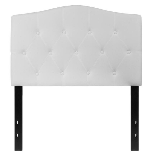 Flash Furniture Cambridge Tufted Upholstered Twin Size Headboard in White Fabric, HG-HB1708-T-W-GG
