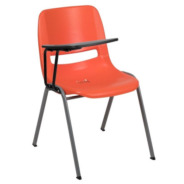 Flash Furniture HERCULES Orange Ergonomic Shell Chair with Right Handed Flip-Up Tablet Arm, RUT-EO1-OR-RTAB-GG