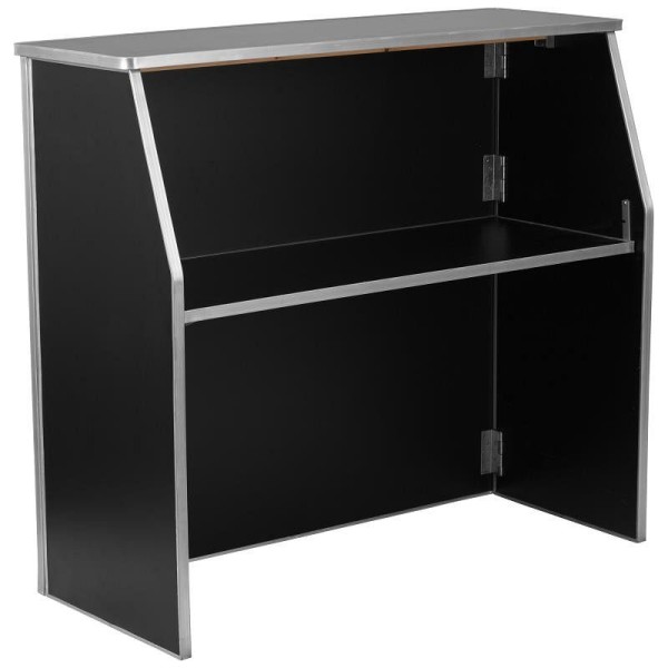 Flash Furniture Amara 4' Black Laminate Foldable Bar - Portable Event Bar, XA-BAR-48-BK-GG