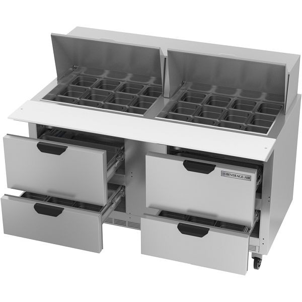 Beverage-Air Sandwich Prep Table Mega Top With Drawers, Exterior Dimensions: WxDxH: 60"W x 38 3/8"D x 49"H, 4 Drawers, SPED60HC-24M-4