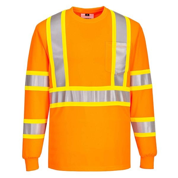 Portwest X Back Contrast Tape Long Sleeve T-shirt, Orange, 4XL, CA111ORR4XL