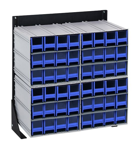 Quantum Storage Systems Interlocking Storage Cabinets Floor Stand, single sided, 12"D x 23-5/8"W x 28"H, includes (48) blue drawers, QIC-124-122BL