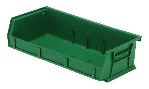 Quantum Storage Systems Bin, stacking or hanging, 11"W x 5-3/8"D x 3"H, polypropylene, green, QUS232GN