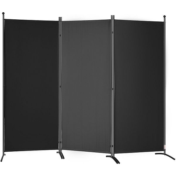 VEVOR Room Divider, 6.1 ft Room Dividers and Folding Privacy Screens (3-panel), Fabric Partition Room Dividers for Office, Black, BLP310271INCHBQA9V0