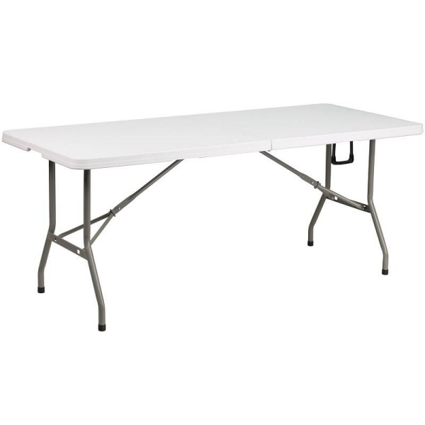 Flash Furniture Elon 6-Foot Bi-Fold Granite White Plastic Banquet and Event Folding Table with Carrying Handle, DAD-YCZ-183Z-GG