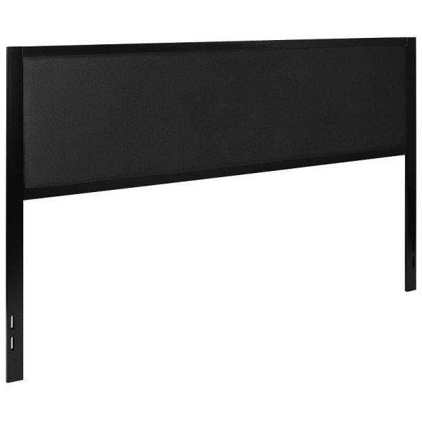 Flash Furniture Melbourne Metal Upholstered King Size Headboard in Black Fabric, HG-HB1717-K-BK-GG