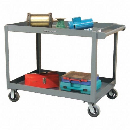 Strong Hold Utility Cart with Deep Lipped Metal Shelves, Load Capacity 2,000 lb, Number of Shelves 2, SC2436-2