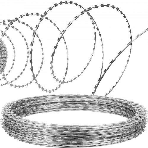 VEVOR Razor Wires Razor Barbed Wire 246ft 5 Coils Razor Wire Fencing Razor Fence, 5PCS15MJSSW000001V0