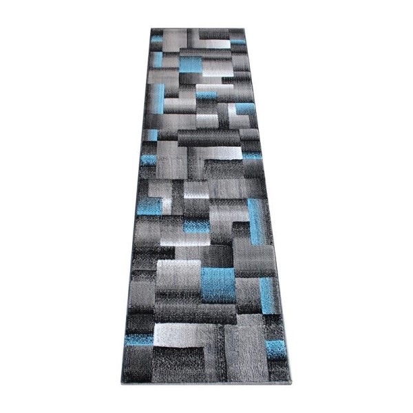Flash Furniture Elio Collection 2' x 7' Blue Color Blocked Area Rug - Olefin Rug with Jute Backing - Living Room, or Bedroom, ACD-RGTRZ861-27-BL-GG