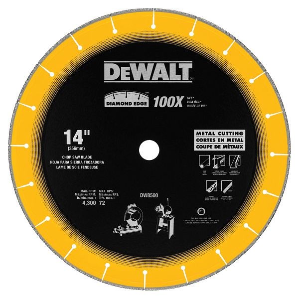 DeWalt 14" x 7/64" x 1" Diamond Edge Chop Saw Blade, DW8500