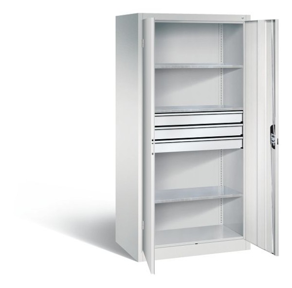 CP Furniture Large capacity hinged door cabinet, 3 fully extendable telescopic drawers, 3 Shelves, H 1950 x W 930 x D 600 mm, 8922-5030