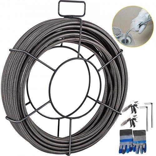 VEVOR Drain Cable Sewer Cable 50ft 1/2" Drain Cleaning Cable Auger Snake Pipe, GDGJTZ50FT1200001V0