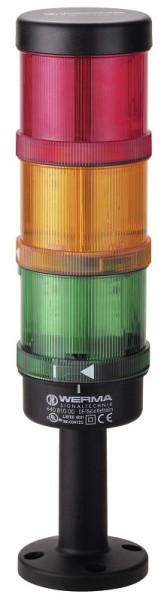 Werma Signal tower KS71, tube mount, 24V AC/DC, Green/Yellow/Red, 649.240.05
