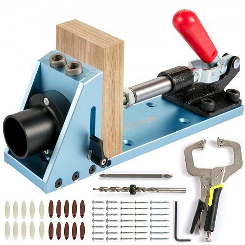 VEVOR Pocket Hole Jig Kit, Aluminum Punch Locator, Adjustable & Easy to Use Joinery Woodworking System, Wood Guides Joint Angle Tool, XKKJJFSSBDDWC8ZAWV0