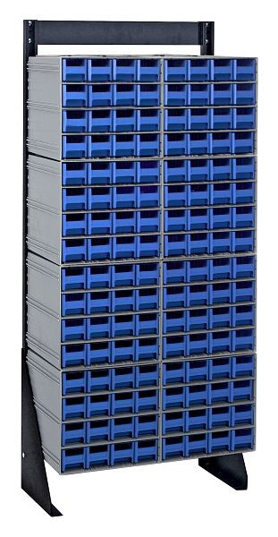 Quantum Storage Systems Interlocking Storage Cabinets Floor Stand, single sided, 12"D x 23-5/8"W x 52"H, includes (128) blue drawers, QIC-148-161BL