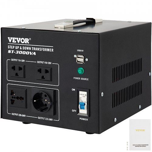 VEVOR Step Up Down Transformer Voltage Converter 2100W 240V-110V 110V-240V US-UK, SJBYQS3KVA211NK7ZV1