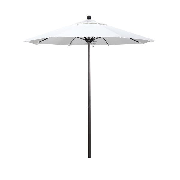 California Umbrella 7.5' Venture Series Patio Umbrella, Bronze Aluminum Pole, Push Lift, Olefin White Fabric, ALTO758117-F04