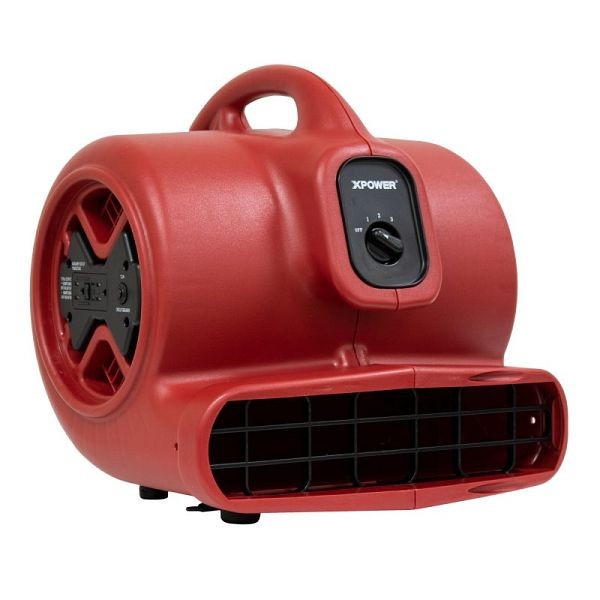 XPOWER 1/3 HP 2400 CFM, 3 Speed, Air Mover, Carpet Dryer, Floor Fan, Blower with Built-in GFCI Power Outlets, Red, X-600A-Red