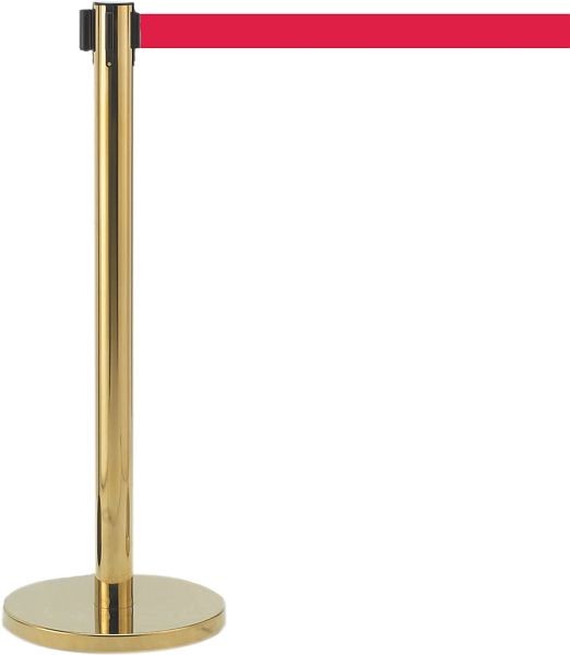 AARCO Form-A-Line™ System With 7' Slow Retracting Belt, Brass Finish with Red Belt, HB-7RD