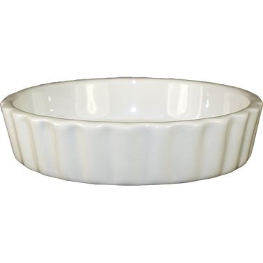 International Tableware Bakeware Stoneware Fluted Round Crème Brûlée (8oz), American White (Ivory, Eggshell, Cream), Quantity: 12 pieces, SOFR-55-AW