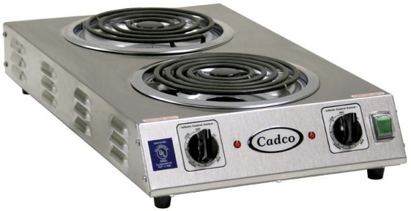 Cadco Double Space Saver Hi-power Hot Plate, 8" Coiled Burners, CDR-2TFB