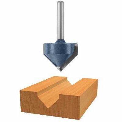 Bosch 90° x 1-1/4 Inches Carbide Tipped V-Groove Bit, 2608686143