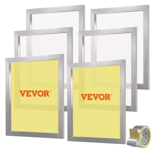 VEVOR Screen Printing Kit, 6 Pieces, 20x24inch Silk Screen Printing Frame with 160 Count Mesh, SYKJD616020246S9BV0
