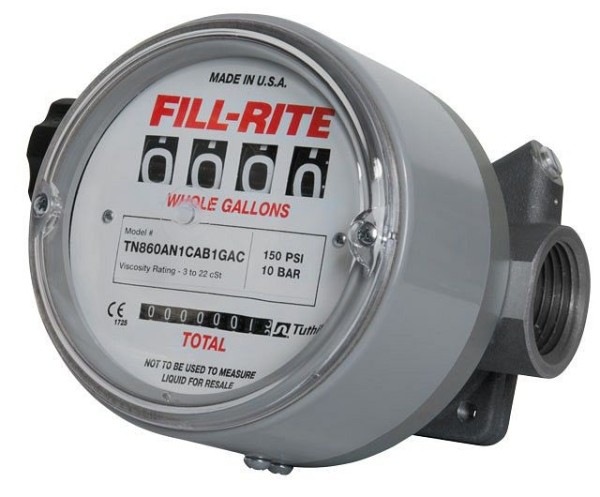 Fill-Rite Meter for Airline Lavatory Solvents, Fuel, and Non-Potable Water (150 PSI/10 bar), 23-230 LPM, Max. Flowrate: 209, TN860AN1CAB1LAC