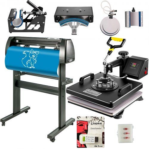 VEVOR Heat Press 6 In1 Sublimation Machine 15" x 15" + Vinyl Cutter 28" Plotter Cutting, THJ3838-KZJ720001V1