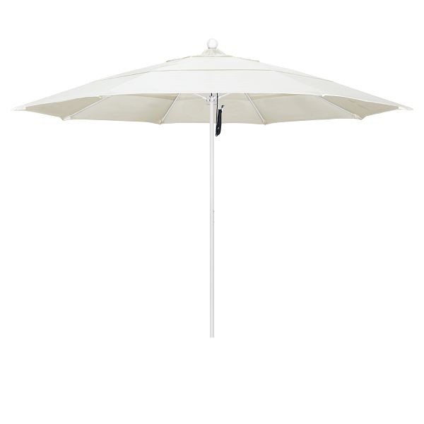 California Umbrella 11' Venture Series Patio Umbrella, Matted White Aluminum Pole, Pulley Lift, Sunbrella 1A Canvas Fabric, ALTO118170-5453-DWV