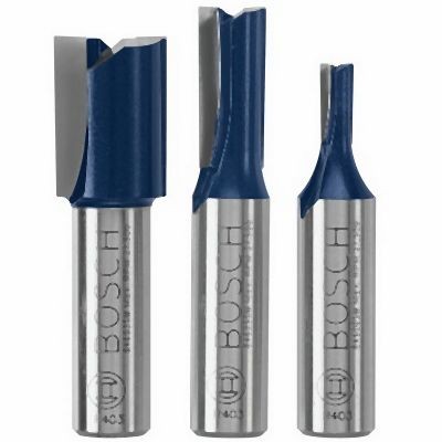 Bosch 3 pieces Carbide-Tipped Down Shear Plywood Mortising Router Bit Set, 2610065694