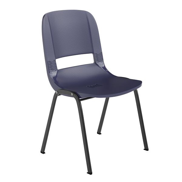 Flash Furniture HERCULES Series 661 lb. Capacity Navy Ergonomic Shell Stack Chair with Black Frame and 16'' Seat Height, RUT-16-PDR-NAVY-GG