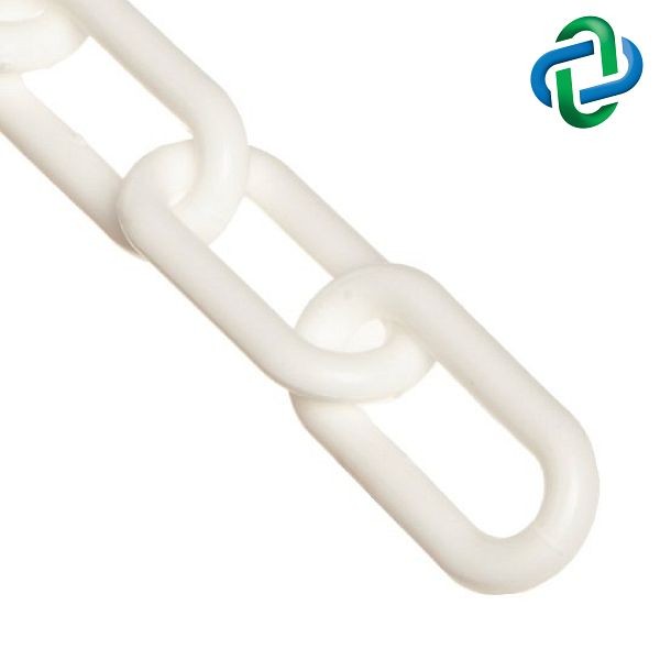 Mr. Chain Plastic Barrier Chain, White, 1.5-Inch Link Diameter, 25-Foot Length, 30001-25